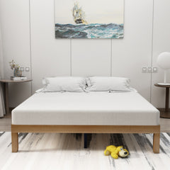 Large Wooden Platform Bed Frame, No Spring Box Required, Solid Wood Batten Support, Easy To Assemble