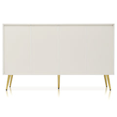 Sideboard Cabinet For Living Room, Chest Of Drawers With 2 Doors And 3 Drawers, Adjustable Shelf, Cream White, 40D X 140W X 84H CM