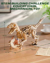ROKR 3D Wooden Self-Walking Dinosaur Puzzle, Mechanical Model Kit For Adults & Teens, STEM Educational Building Set, Prehistoric Birthday Gift