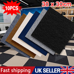 10X Self-Adhesive Carpet Tiles Commercial Retail Office Home Flooring Floor Mats----Dark Grey