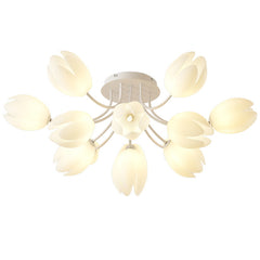 Magnolia French Cream Style Living Room Chandelier Warm Romantic Flower Room Lighting Package
