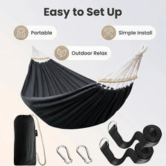 Garden Hammock Camping Canvas Hammock Bed Breathable Hanging Swing Spreader Bar