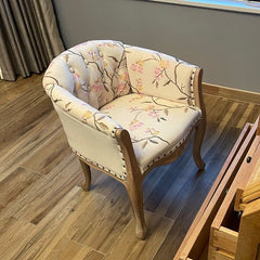 European-style Solid Wood Fabric Dining Chair With Backrest Sofa Chair Coffee Shop