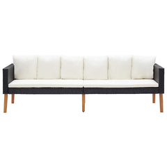 3-seater garden sofa with cushions, poly rattan;   1-seater garden sofa