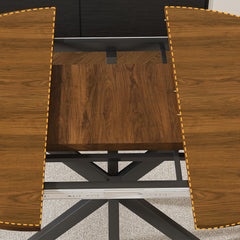 Retractable Dining Table  Round Dining Table  Extendable Dining Table  6-person Carbon Steel Base  Modern And Simple Solid Wood Veneer Dining Room Furniture  42 Inches Extended To 58 Inches