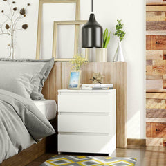 White Modern Bedside Table Cabinet Nightstand With 3 Storage Drawers Bedroom Furniture