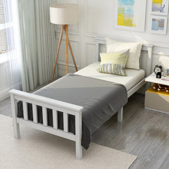 Single Bed White 3ft Solid Pine Wooden Bed Frame For Adults, Kids 190 X 90 Cm 3FT