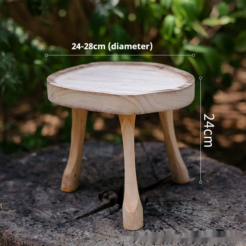 Solid Wood Retro Low Stool Decorative Storage Base Support Furnishings