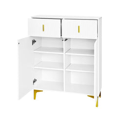 Wardrobe Set With Shoe Bench And Cushion, Wardrobe Front With Hooks, Shoe Cabinet With Drawers And Doors