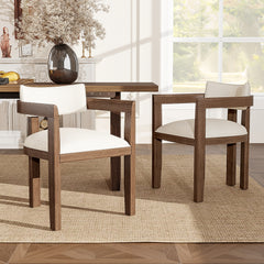Set Of 6, Solid Wood Chairs, Dining Chairs, Suitable For Homes, Restaurants, Living Rooms, And Cafes, Linen, Walnut Wood Color