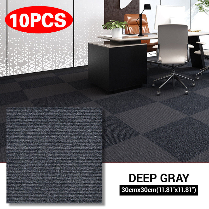 10X Self-Adhesive Carpet Tiles Commercial Retail Office Home Flooring Floor Mats----Dark Grey