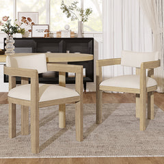 Set Of 6, Solid Wood Chairs, Dining Chairs, Suitable For Homes, Restaurants, Living Rooms, And Cafes, Linen, Natural Color