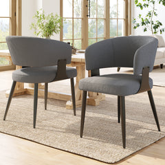 Modern Dining Chairs Set Of 2,Dining Room Chairs With Metal Legs Upholstered Fabric Dining Room Chairs With Curved Backrest, Soft Cushion Seat And Sturdy Metal Frame
