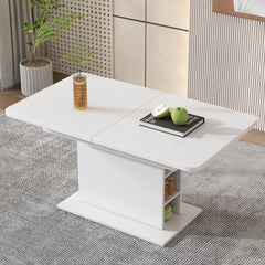Extendable Dining Table, Dining Table With Storage, Rectangular Dining Table, Coffee Leisure Table, Modern Simple Iron Dining Table, Space-saving Multifunctional Dining Table, White