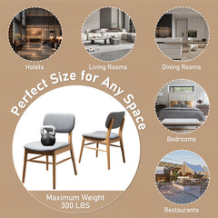 Set Of 2 Mid - Century Upholstered Dining Chair With Rubberwood Frame, Natural-Gray