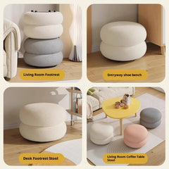 Small Stool Household Cream Style Living Room Round Stool Sofa