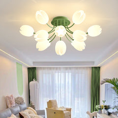 Magnolia French Cream Style Living Room Chandelier Warm Romantic Flower Room Lighting Package