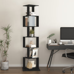 360 Rotating Bookshelf With Acrylic Plate, 6-Tier Tall, Floor Rack Simple Bookcase, Modern Display Shelf For Living Room Home Office Bedroom