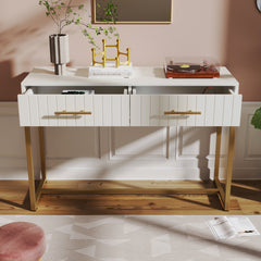 Dressing Table With 2 Drawers 75 Cm High ,Chest Of Drawers Bedroom Highboard White Sideboard Chest Of Drawers For Bedroom, White  H76.5 W100 D45 Cm