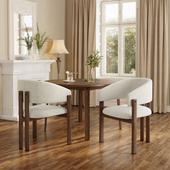 Set Of 4, Metal Chairs, Dining Chairs, Suitable For Homes, Restaurants, Living Rooms, And Cafes, Linen, Walnut Wood Color