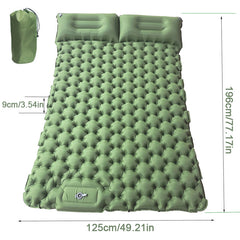 Inflatable Double Camping Mat Ultralight Air Bed Sleeping Mattress & Pillow New