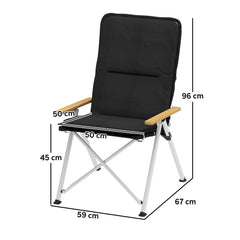 Portable Camping Chair For Adults, High Back Folding Chair With Padded Seat And Carry Bag, Outdoor Recliner For Hiking, Fishing, Beach And Picnic, Black