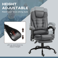 7-Point Vibrating Massage Office Chair High Back Massaging Office Desk Chair with Lumbar Support, Footrest, Gray
