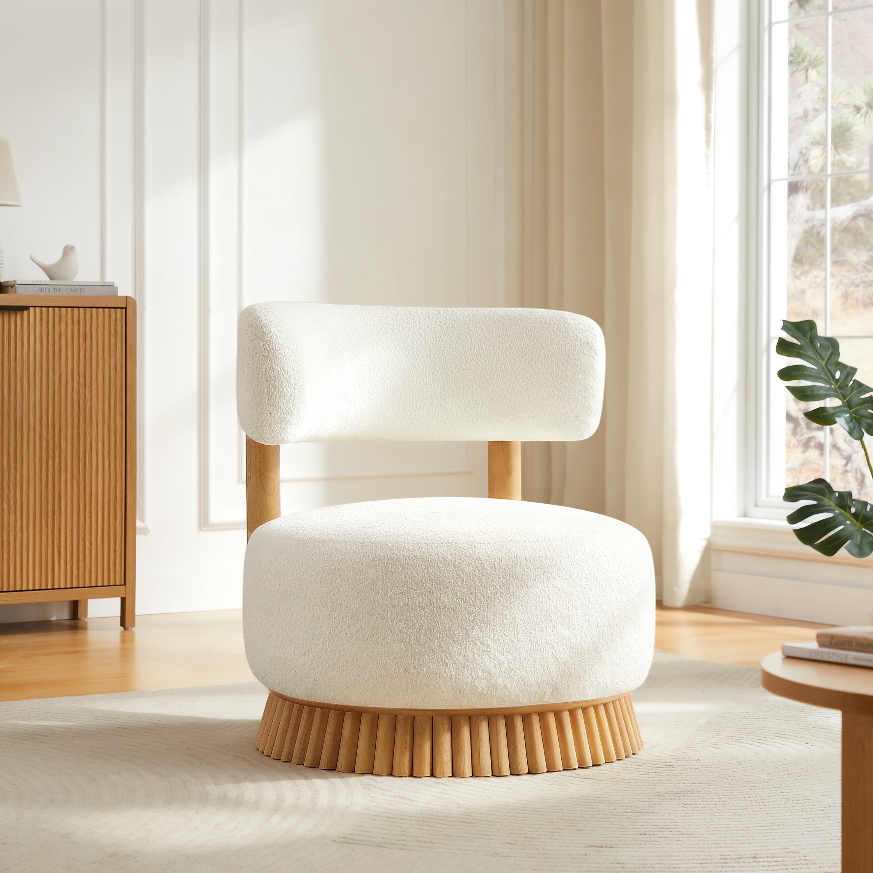 Modern Farmhouse Armless Chair, Wooden Base Featuring Thatched Roof Rod Design, Cozy Upholstered Chair For Living Room Or Bedroom