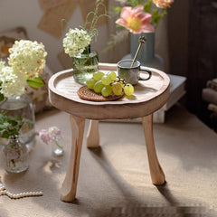 Solid Wood Retro Low Stool Decorative Storage Base Support Furnishings