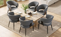 Modern Dining Chairs Set Of 6,Dining Room Chairs With Metal Legs  Upholstered Fabric Dining Room Chairs With Curved Backrest, Soft Cushion Seat, And Sturdy Metal Frame