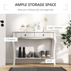 Console Table Modern Sofa Side Desk With Storage Shelves Drawers For Living Room Entryway Bedroom Ivory White